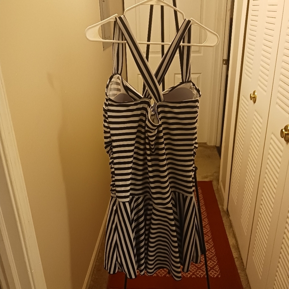 Striped Black and White Swimsuit - Picture 2 of 2